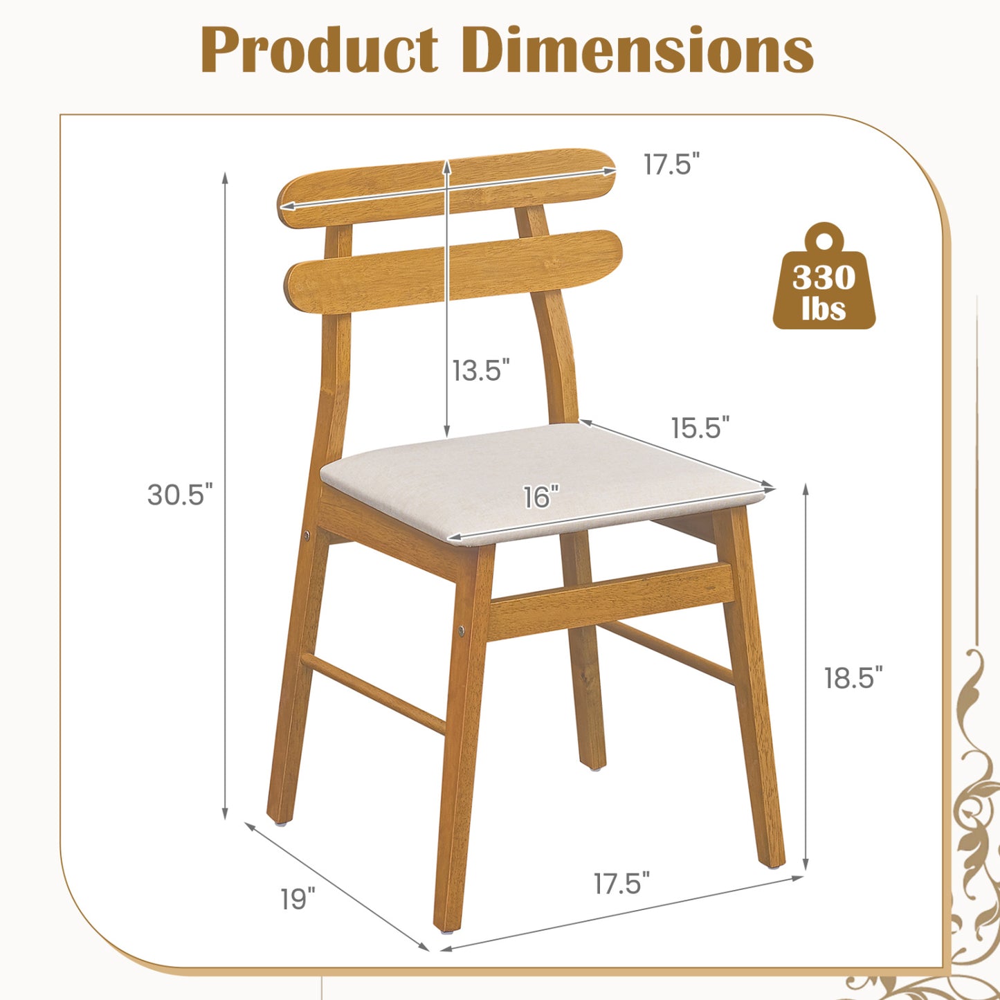 Upholstered Dining Chairs Set of 4 with Solid Wood Legs