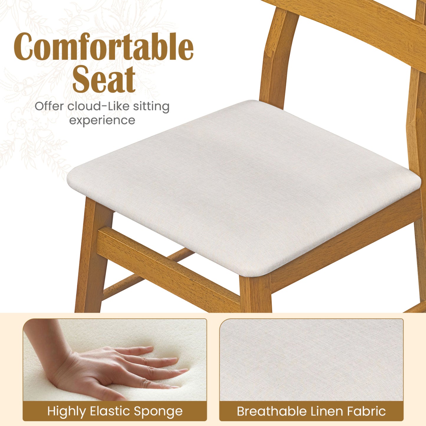 Upholstered Dining Chairs Set of 4 with Solid Wood Legs