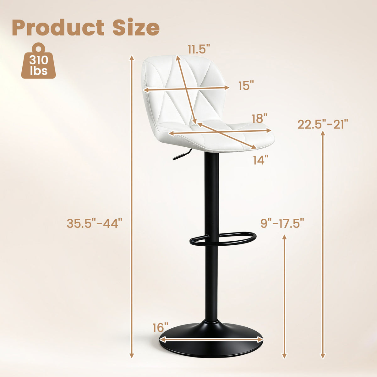 Swivel Bar Stools Set of 4 with Adjustable Height