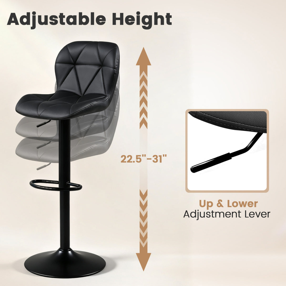 Swivel Bar Stools Set of 4 with Adjustable Height