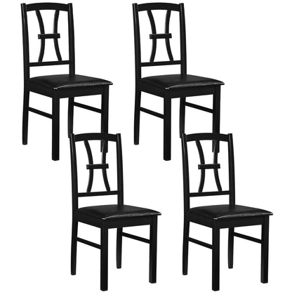 Wooden Dining Chairs Set of 4 with Padded Faux Leather Seats