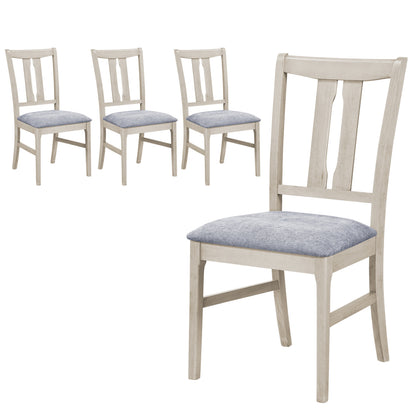 Set of 4 Wooden Upholstered Dining Chairs with High Curved Back