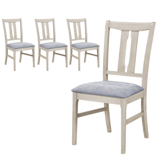 Set of 4 Wooden Upholstered Dining Chairs with High Curved Back