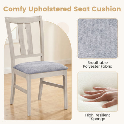Set of 4 Wooden Upholstered Dining Chairs with High Curved Back