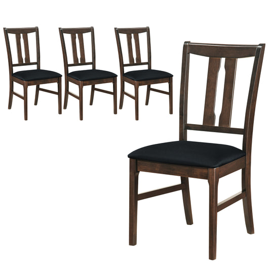 Set of 4 Wooden Upholstered Dining Chairs with High Curved Back