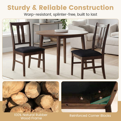 Set of 4 Wooden Upholstered Dining Chairs with High Curved Back