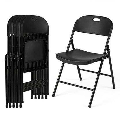 Foldable Plastic Dining Chairs Set of 6 with Ergonomic Backrest