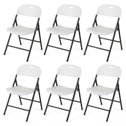 Foldable Plastic Dining Chairs Set of 6 with Ergonomic Backrest