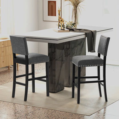 38.5/43.5 Inch Set of 2 Counter Height Chairs with Solid Rubber Wood Frame-M