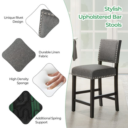38.5/43.5 Inch Set of 2 Counter Height Chairs with Solid Rubber Wood Frame-S