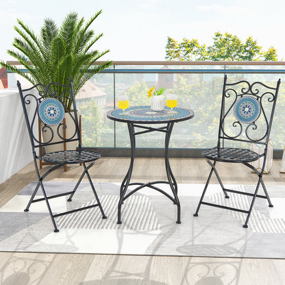 Set of 2 Mosaic Chairs for Patio Metal Folding Chairs