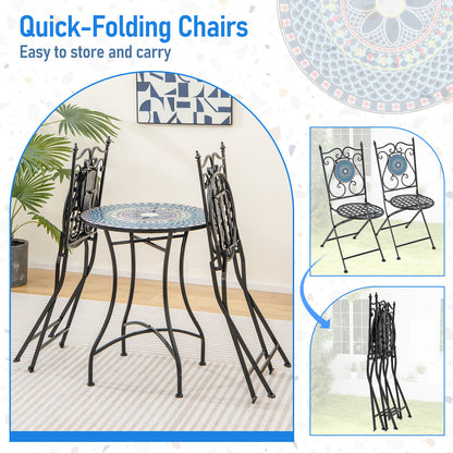 Set of 2 Mosaic Chairs for Patio Metal Folding Chairs