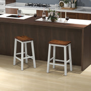 24.5-Inch Set of 2 Saddle Stools Bar Stools with Footrests for Kitchen Island-Walnut & Gray