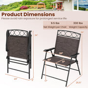 Set of 4 Patio Folding Chairs Set Dining Chairs with Armrests-Brown