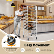 26 x 20 x 70 Inch 20 Sheet Aluminum Pan Rolling Bakery Rack