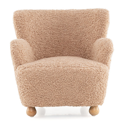 Sherpa Kids Sofa Comfy Toddler Armchair with Solid Rubber Wood Legs-Pink