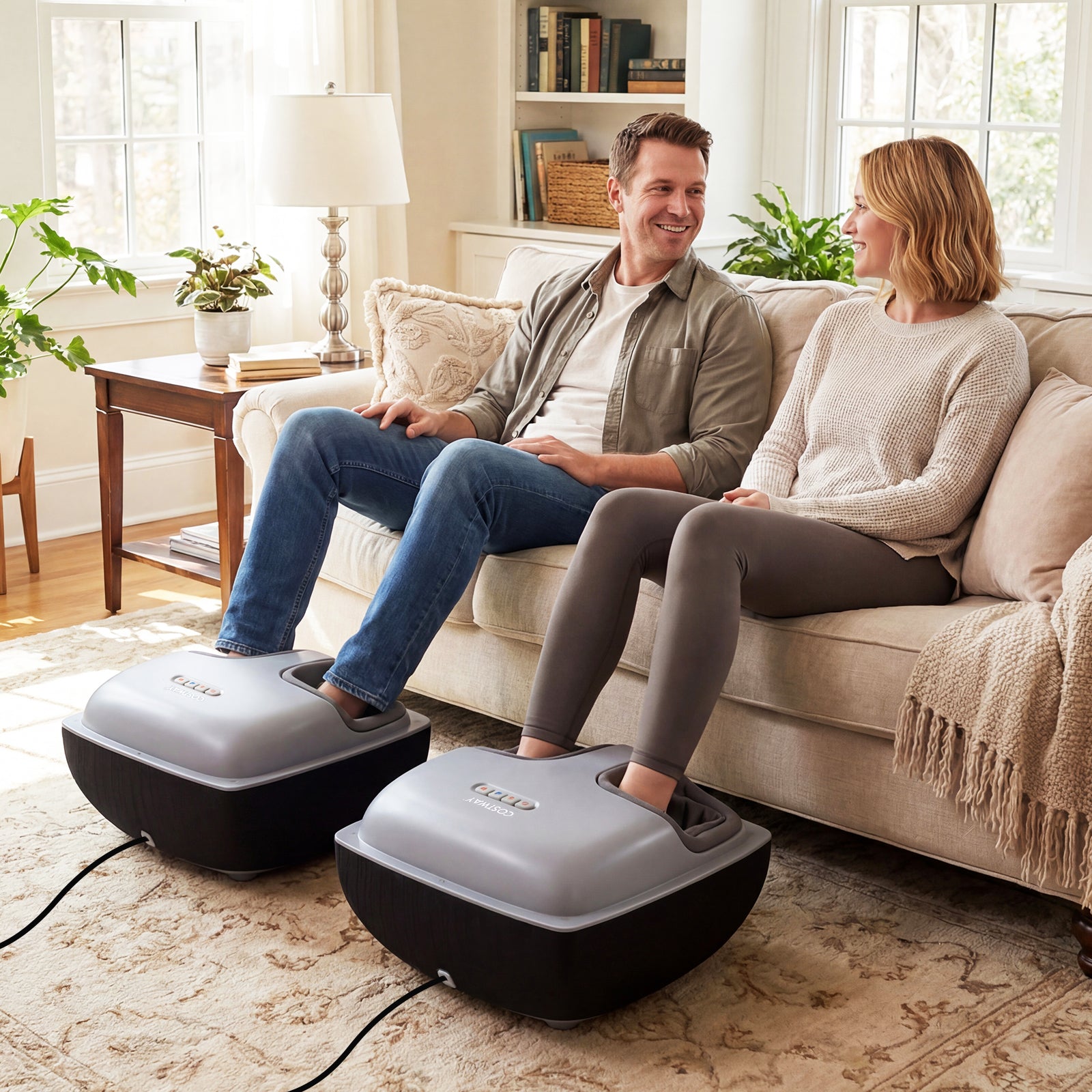 Shiatsu Foot Massager with 3-Level Deep Kneading and Air Compression-Black