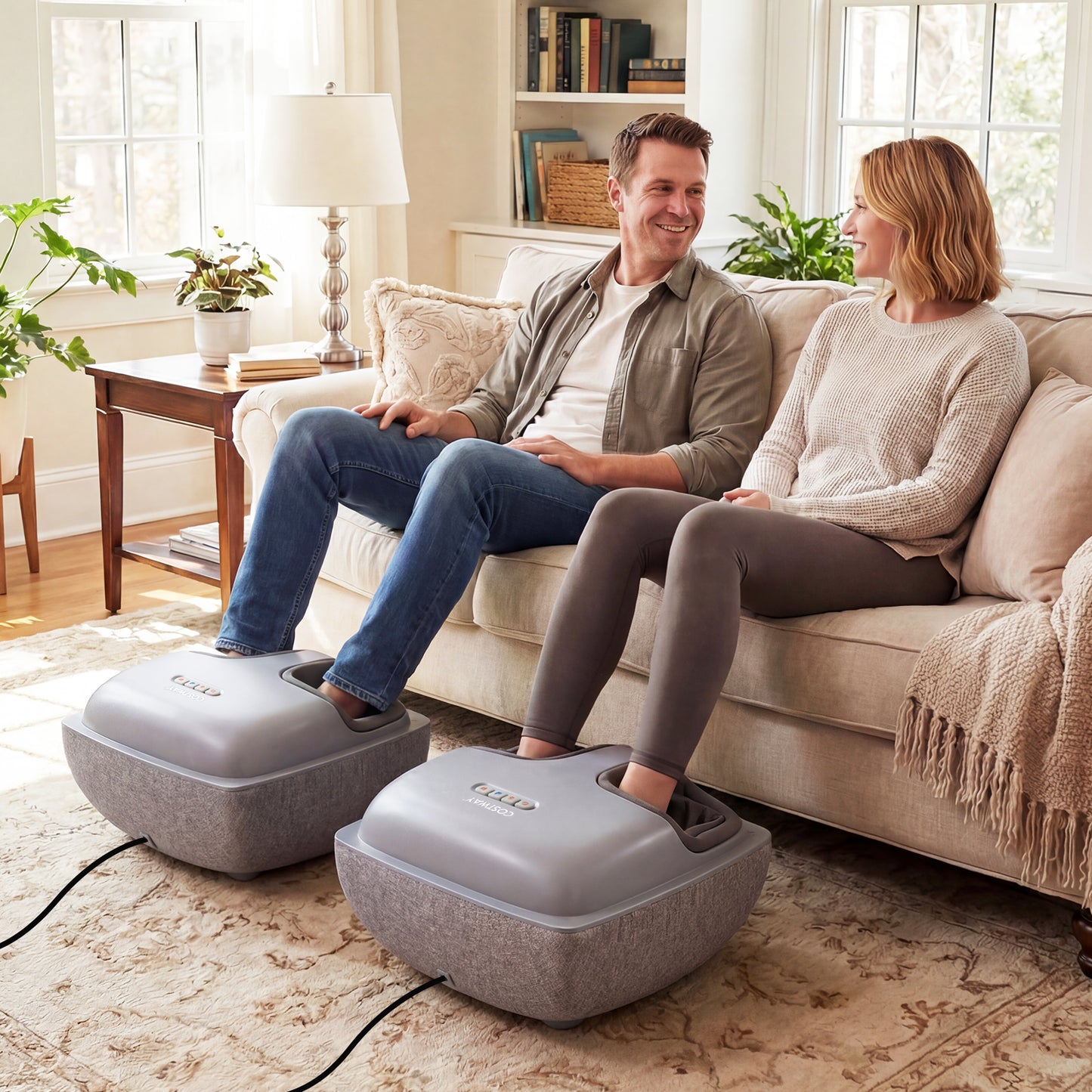 Shiatsu Foot Massager with 3-Level Deep Kneading and Air Compression-Gray
