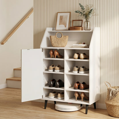 Shoe Storage Cabinet with Adjustable Shelves - White