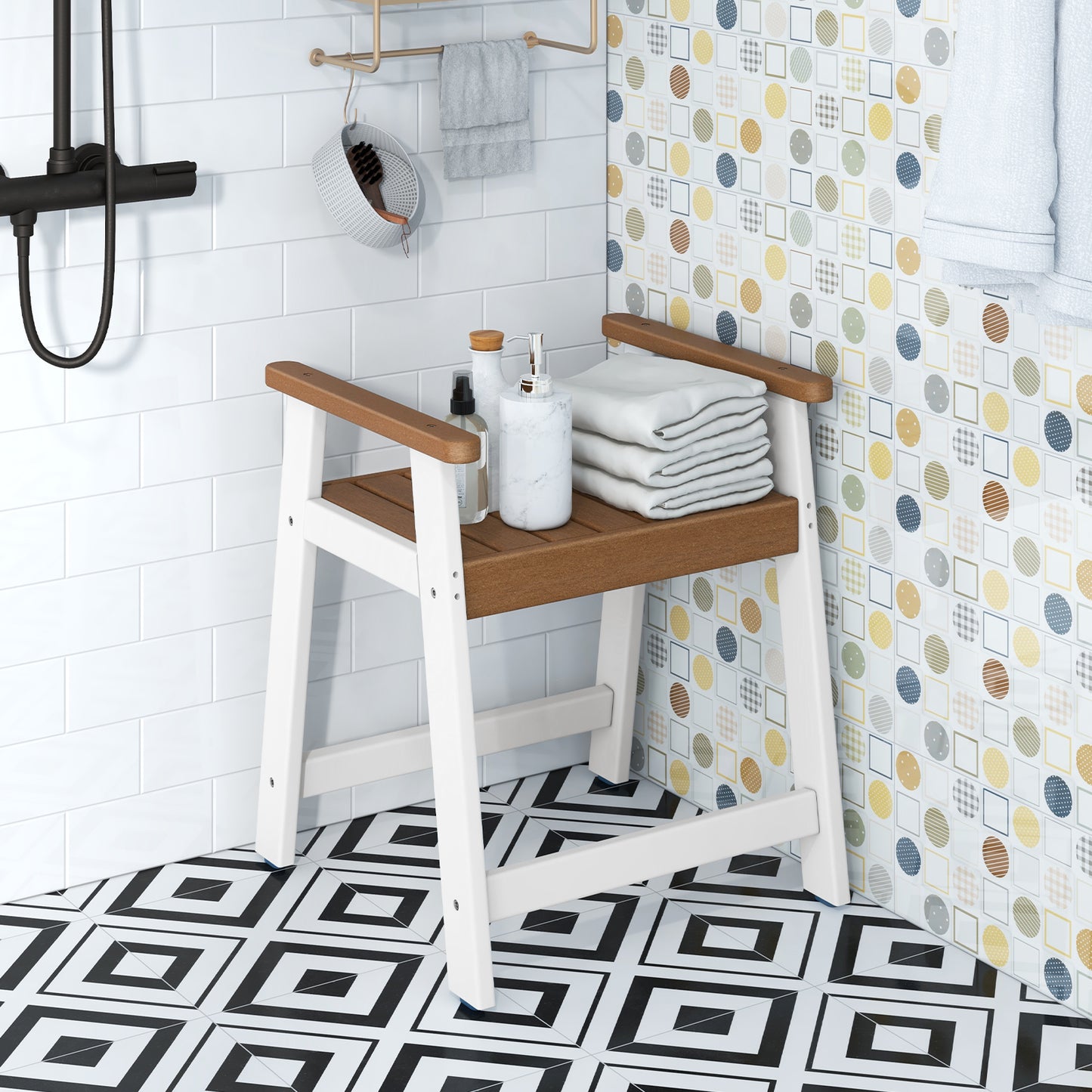 Shower Bench with Arms for Inside Shower Shaving Legs