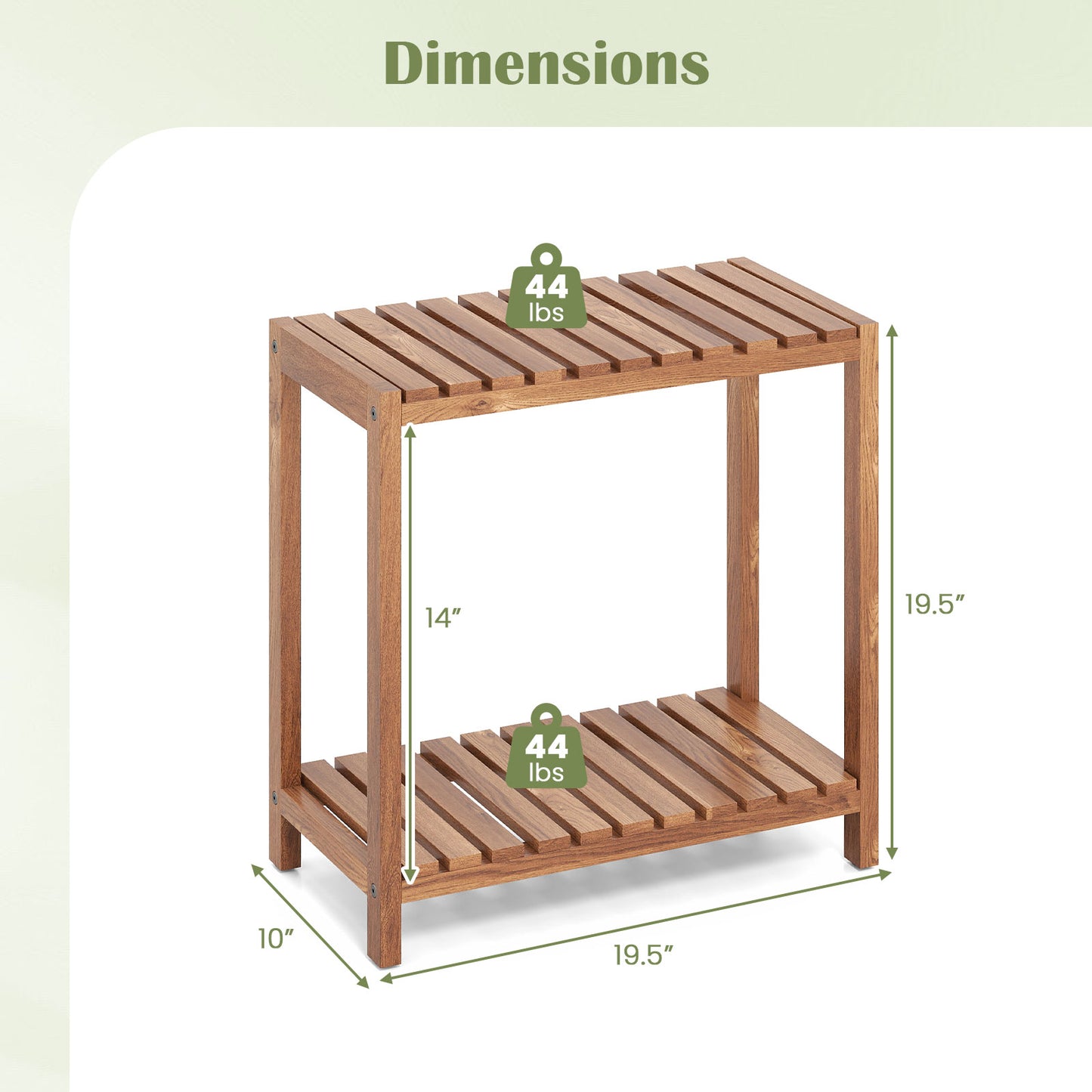 2/3-Tier Side Table Teak Wood Stand Utility Storage Shelf-2-tier