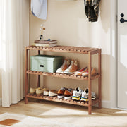 2/3-Tier Side Table Teak Wood Stand Utility Storage Shelf-3-Tier