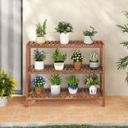 2/3-Tier Side Table Teak Wood Stand Utility Storage Shelf-3-Tier