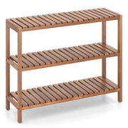 2/3-Tier Side Table Teak Wood Stand Utility Storage Shelf-3-Tier