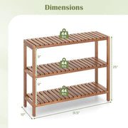 2/3-Tier Side Table Teak Wood Stand Utility Storage Shelf-3-Tier