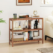 2/3-Tier Side Table Teak Wood Stand Utility Storage Shelf-3-Tier