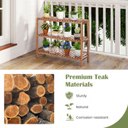 2/3-Tier Side Table Teak Wood Stand Utility Storage Shelf-3-Tier