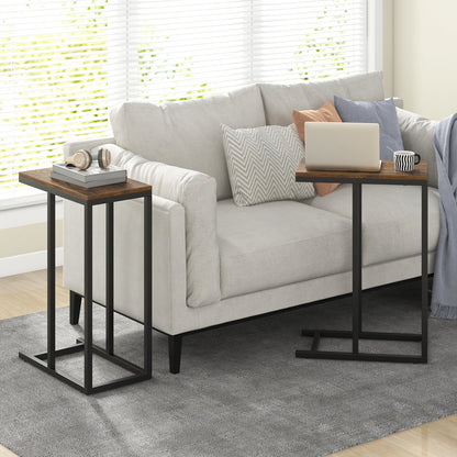 C-shaped Side Table with Heavy-duty Metal Frame