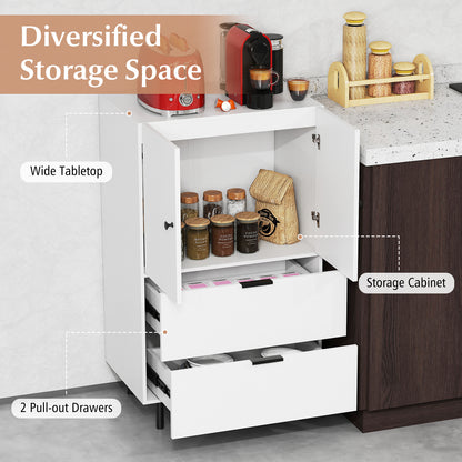 Sideboard Buffet Cabinet 2-Door Serving Cupboard with Drawers-White