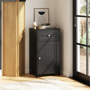 Single Door Bathroom Cabinet with Adjustable Shelf and Drawer-Black