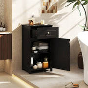 Single Door Bathroom Cabinet with Adjustable Shelf and Drawer-Black