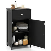 Single Door Bathroom Cabinet with Adjustable Shelf and Drawer-Black