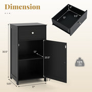Single Door Bathroom Cabinet with Adjustable Shelf and Drawer-Black