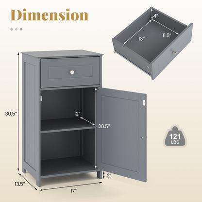 Single Door Bathroom Cabinet with Adjustable Shelf and Drawer