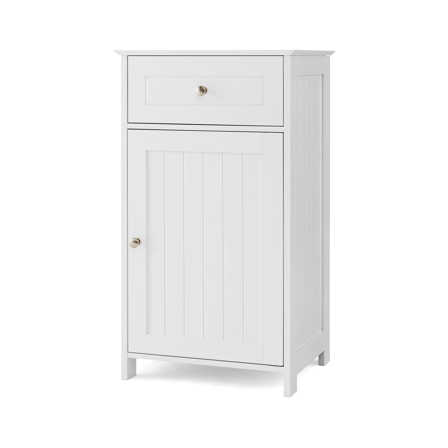 Single Door Bathroom Cabinet with Adjustable Shelf and Drawer-White - White