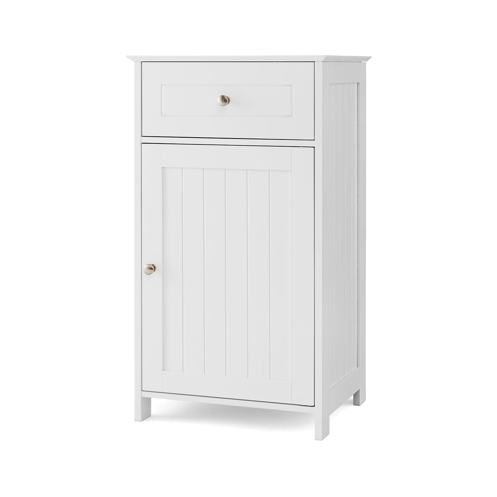 Single Door Bathroom Cabinet with Adjustable Shelf and Drawer-White - White