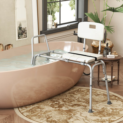 Sliding Tub Transfer Bench with Extra-Wide Seat for Elderly and Disabled