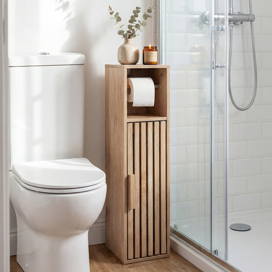 Slim Bathroom Cabinets Freestanding Toilet Paper Holder Stand with Door