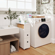 Slim Bathroom Cabinet Wooden Toilet Organizer with Deep Slide Out Drawers