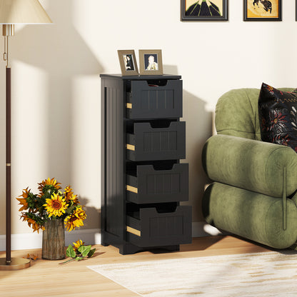 Free-Standing Side Storage Organizer with 4 Drawers-Black