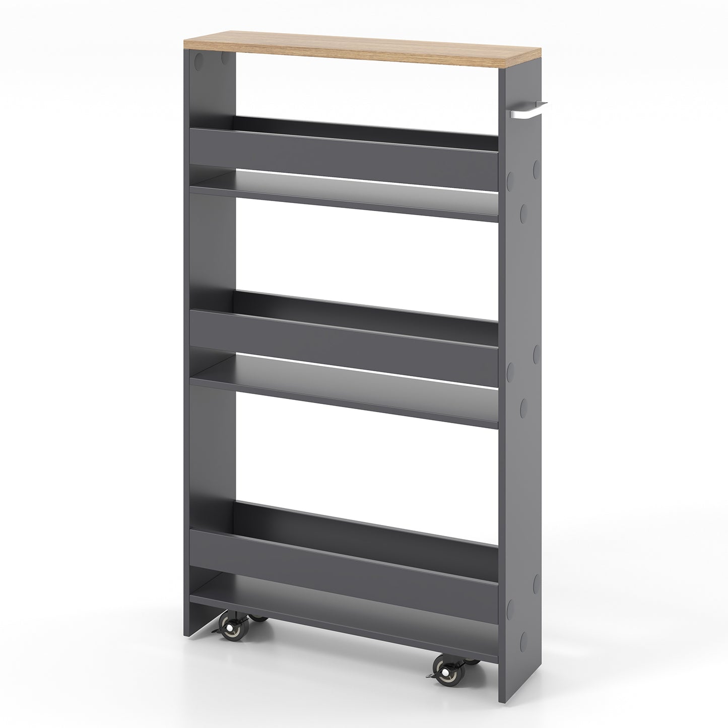 Rolling Kitchen Slim Storage Cart Mobile Shelving Organizer with Handle-Gray - Gray