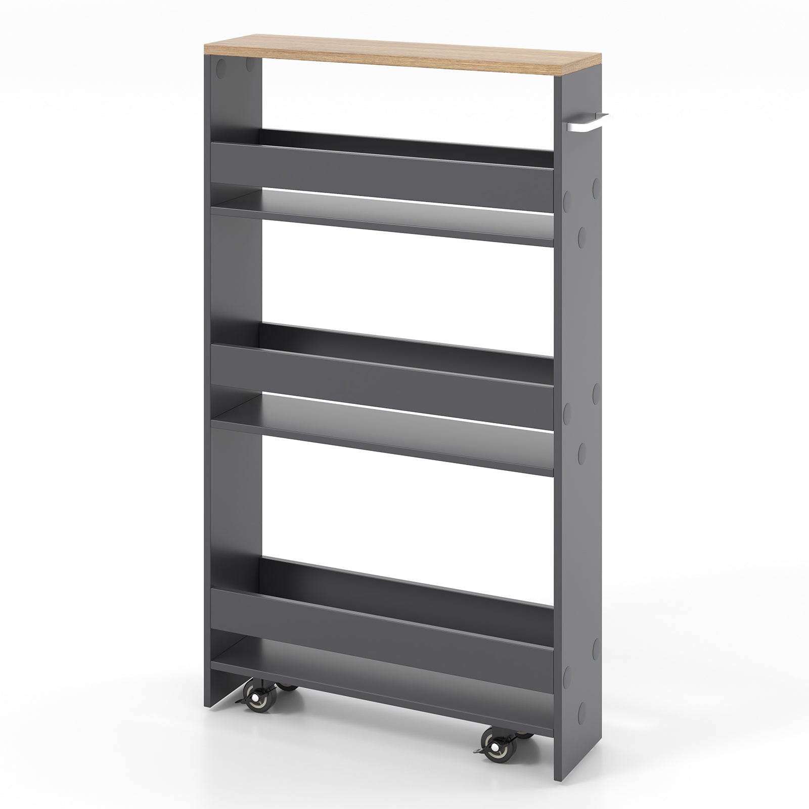 Rolling Kitchen Slim Storage Cart Mobile Shelving Organizer with Handle-Gray - Gray