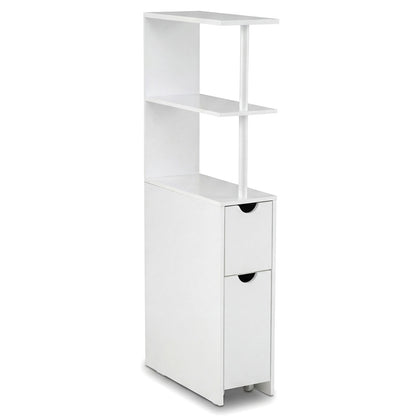 Slim Storage Freestanding Bathroom Cabinet with Open Shelves-White