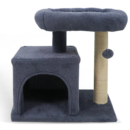 Small Cat Tree with Large Padded Plush Perch for Indoor Cats-Dark Gray