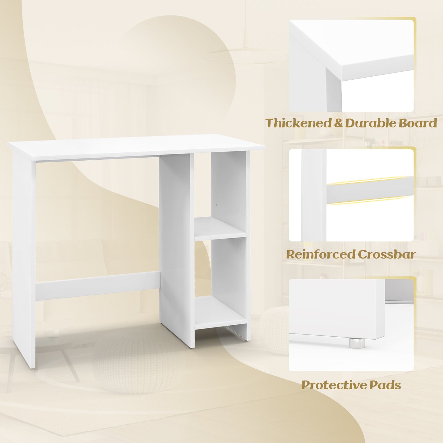 Small Computer Desk with Storage and Adjustable Shelf