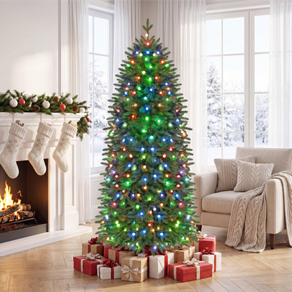 7.4 ft Pre-Lit Pencil Christmas Tree with 220 RGB LED Lights
